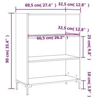 Boekenkast 69,5x32,5x90 cm bewerkt hout bruin eikenkleur 8720845866549 9