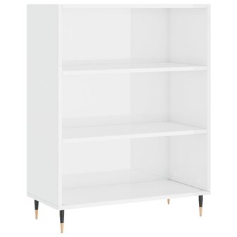 Boekenkast 69,5x32,5x90 cm bewerkt hout hoogglans wit 8720845866259 2