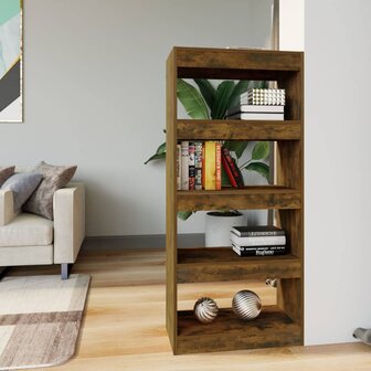 Boekenkast/kamerscherm 60x30x135 cm bewerkt hout gerookt eiken 8720286844366 1