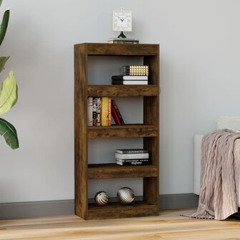 Boekenkast/kamerscherm 60x30x135 cm bewerkt hout gerookt eiken 8720286844366 4