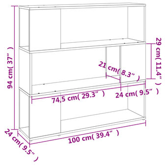 Boekenkast/kamerscherm 100x24x94 cm gerookt eikenkleurig 8720845735692 8