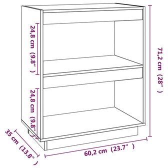 Boekenkast 60x35x71 cm massief grenenhout grijs 8720286815922 8