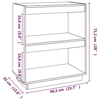 Boekenkast 60x35x71 cm massief grenenhout honingbruin 8720286815939 8