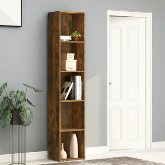 Boekenkast 40x30x189 cm bewerkt hout gerookt eikenkleurig 8720286954249 1