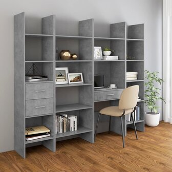 Boekenkast 40x35x180 cm bewerkt hout betongrijs 8720286352571 6