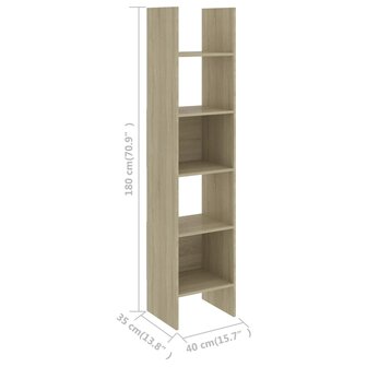 Boekenkast 40x35x180 cm bewerkt hout sonoma eikenkleurig 8720286352564 7