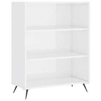 Boekenkast 69,5x32,5x90 cm bewerkt hout hoogglans wit 8720845866174 2