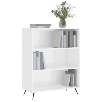 Boekenkast 69,5x32,5x90 cm bewerkt hout hoogglans wit 8720845866174 3