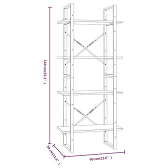 Boekenkast 60x30x140 cm bewerkt hout bruineikenkleurig 8720287088172 7