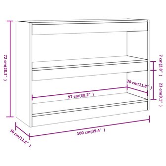 Boekenkast/kamerscherm 100x30x72 cm gerookt eikenkleurig 8720286844601 7