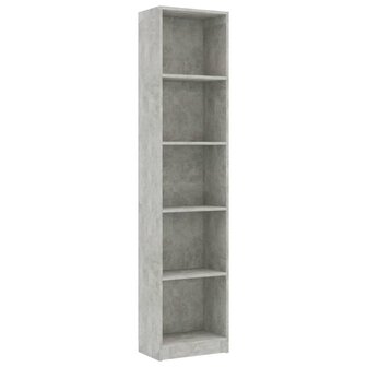 Boekenkast met 5 schappen 40x24x175 cm bewerkt hout betongrijs 8719883787541 2