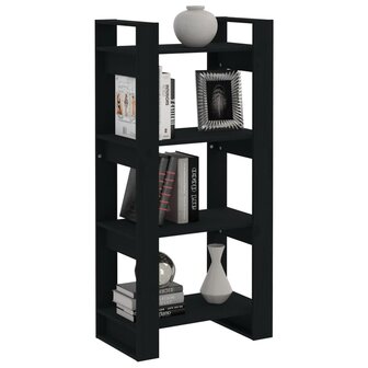 Boekenkast/kamerscherm 60x35x125 cm massief hout zwart 8720286905265 5