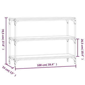 Boekenkast 100x33x70,5 cm bewerkt hout en staal bruin eikenkleur 8720287197386 9