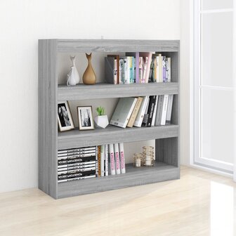 Boekenkast/kamerscherm 100x30x103 cm grijs sonoma eikenkleurig 8720286844649 5