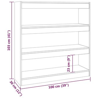 Boekenkast/kamerscherm 100x30x103 cm grijs sonoma eikenkleurig 8720286844649 7