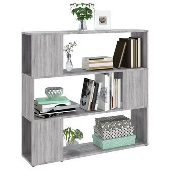 Boekenkast/kamerscherm 100x24x94 cm grijs sonoma eikenkleurig 8720845735708 4