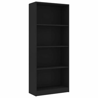 Boekenkast met 4 schappen 60x24x142 cm bewerkt hout zwart 8719883869216 2