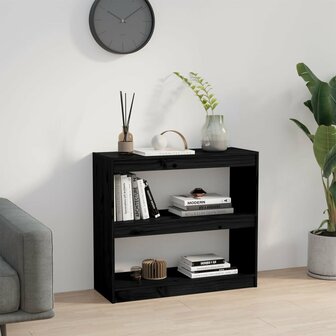 Boekenkast/kamerscherm 80x30x71,5 cm massief grenenhout zwart 8720286608876 3