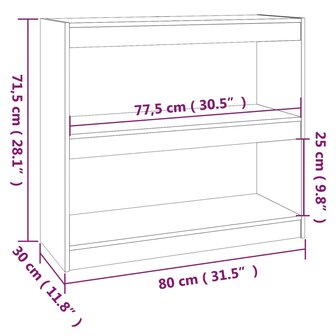 Boekenkast/kamerscherm 80x30x71,5 cm massief grenenhout zwart 8720286608876 8