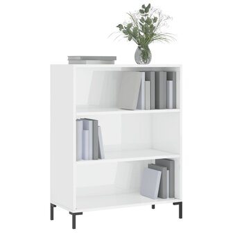 Boekenkast 69,5x32,5x90 cm bewerkt hout hoogglans wit 8720845866495 3