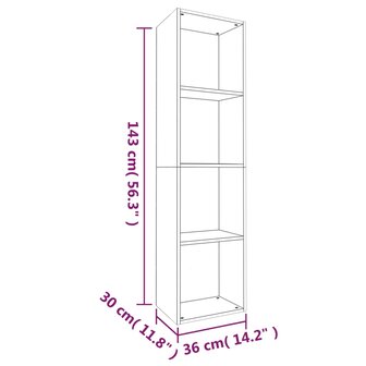 Boekenkast / tv-meubel 36x30x143 cm grijs sonoma eikenkleurig 8720286975091 12