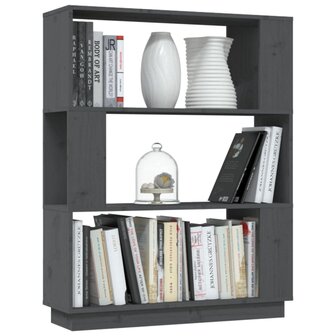 Boekenkast/kamerscherm 80x25x101 cm massief grenenhout grijs 8720286905999 4