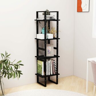 Boekenkast met 4 schappen 40x30x140 cm massief grenenhout zwart 8720286567166 3