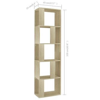 Boekenkast/kamerscherm 45x24x159 cm bewerkt hout sonoma eiken 8719883672724 7