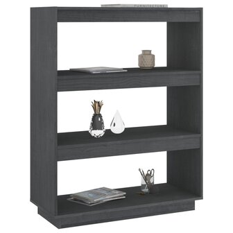 Boekenkast/kamerscherm 80x35x103 cm massief grenenhout grijs 8720286816172 4