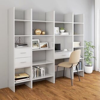 Boekenkast 40x35x180 cm bewerkt hout hoogglans wit 8720286352595 6