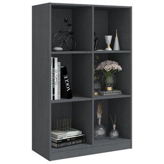 Boekenkast 70x33x110 cm massief grenenhout grijs 8720286772850 4