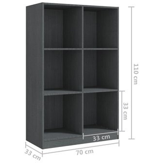 Boekenkast 70x33x110 cm massief grenenhout grijs 8720286772850 8