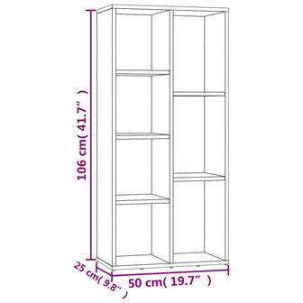 Boekenkast 50x25x106 cm bewerkt hout sonoma eikenkleurig 8719883869681 7