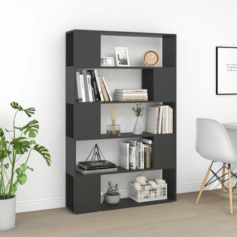 Boekenkast/kamerscherm 100x24x155 cm spaanplaat grijs 8720286651551 5