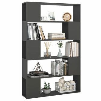 Boekenkast/kamerscherm 100x24x155 cm spaanplaat grijs 8720286651551 6