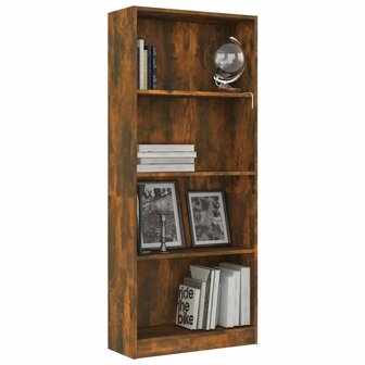 Boekenkast 4-laags 60x24x142 cm bewerkt hout gerookt eikenkleur 8720286976340 3