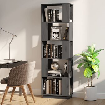 Boekenkast/kamerscherm 51x25x163,5 cm massief grenenhout grijs 8720286905890 3