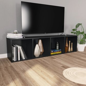 Boekenkast/tv-meubel 36x30x143 cm bewerkt hout zwart 8719883673066 6