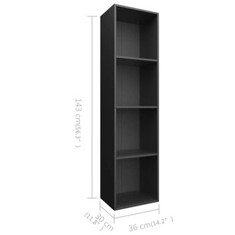 Boekenkast/tv-meubel 36x30x143 cm bewerkt hout zwart 8719883673066 11