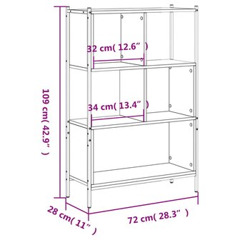 Boekenkast 72x28x109 cm bewerkt hout bruineikenkleurig 8721012339385 11