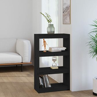 Boekenkast/kamerscherm 60x30x103,5 cm massief grenenhout zwart 8720286608678 1