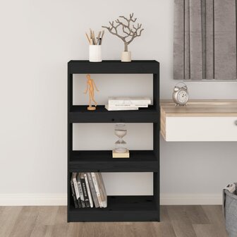 Boekenkast/kamerscherm 60x30x103,5 cm massief grenenhout zwart 8720286608678 3