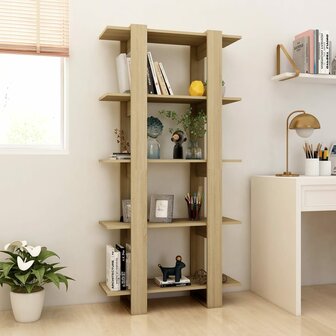 Boekenkast/kamerscherm 80x30x160 cm spaanplaat sonoma eiken 8720286842737 3