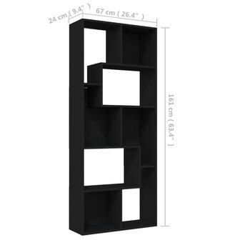 Boekenkast 67x24x161 cm bewerkt hout zwart 8719883915807 11