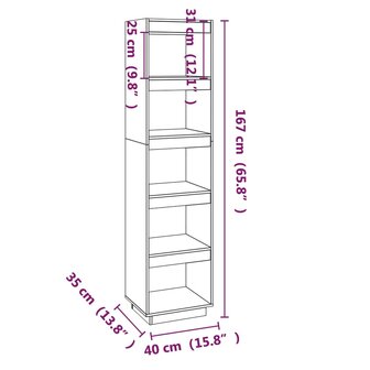 Boekenkast/kamerscherm 40x35x167 cm massief grenenhout wit 8720286815861 8