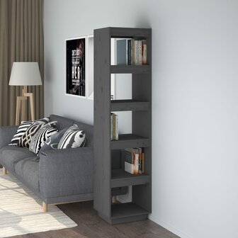 Boekenkast/kamerscherm 40x35x167 cm massief grenenhout grijs 8720286815878 1