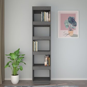 Boekenkast/kamerscherm 40x35x167 cm massief grenenhout grijs 8720286815878 3