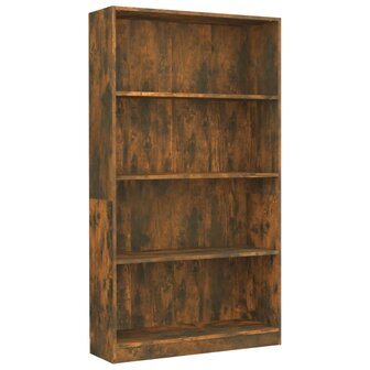 Boekenkast 4-laags 80x24x142 cm bewerkt hout gerookt eikenkleur 8720286976043 2