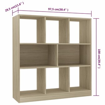 Boekenkast 97,5x29,5x100 cm bewerkt hout sonoma eikenkleurig 8719883673356 6