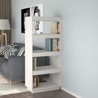 Boekenkast/kamerscherm 60x35x135 cm massief grenenhout wit 8720286816011 1